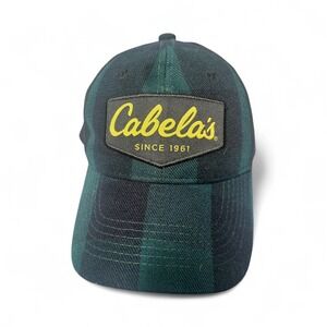 CABELA'S SINCE 1961 PLAID GREEN BLACK SNAPBACK TRUCKER HAT/CAP OSFM OUTDOOR